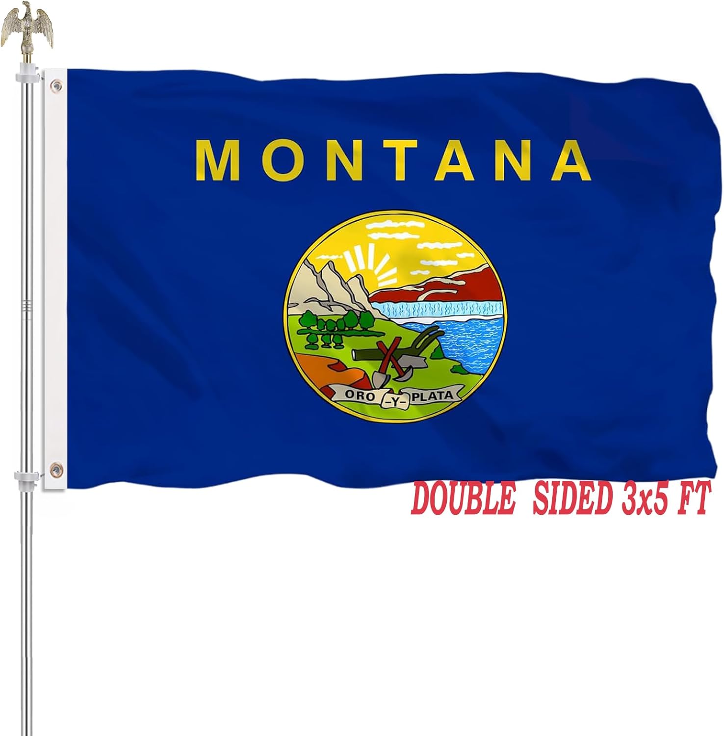 Montana State Flag 3x5 Double Sided Montanan MT Flags Heavy Duty 100% Polyester with 2 Brass Grommets for Outdoor Indoor Wall