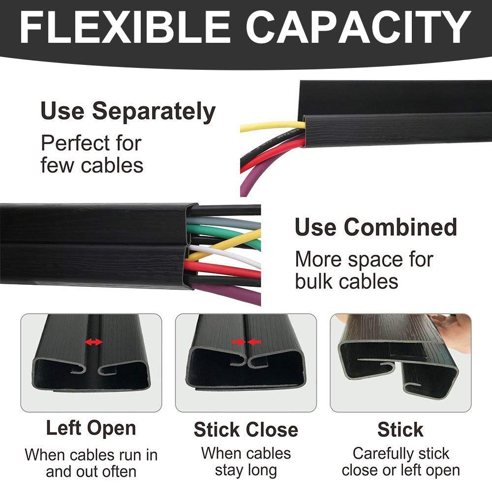 Buy J Channel Cable Raceway, 70.8" Computer Desk Cable Organizer, 6