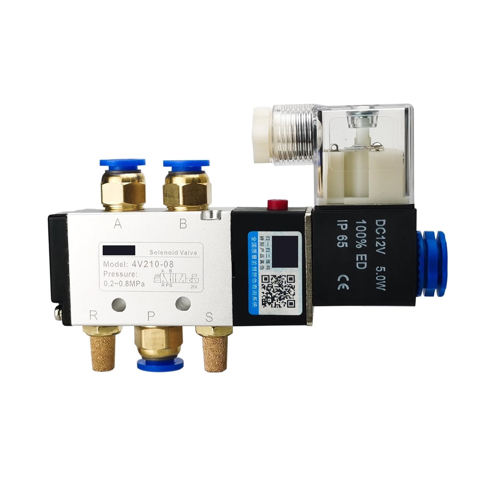 Vanne pneumatique 4V210-08 pour contrôle air et gaz de machine industrielle