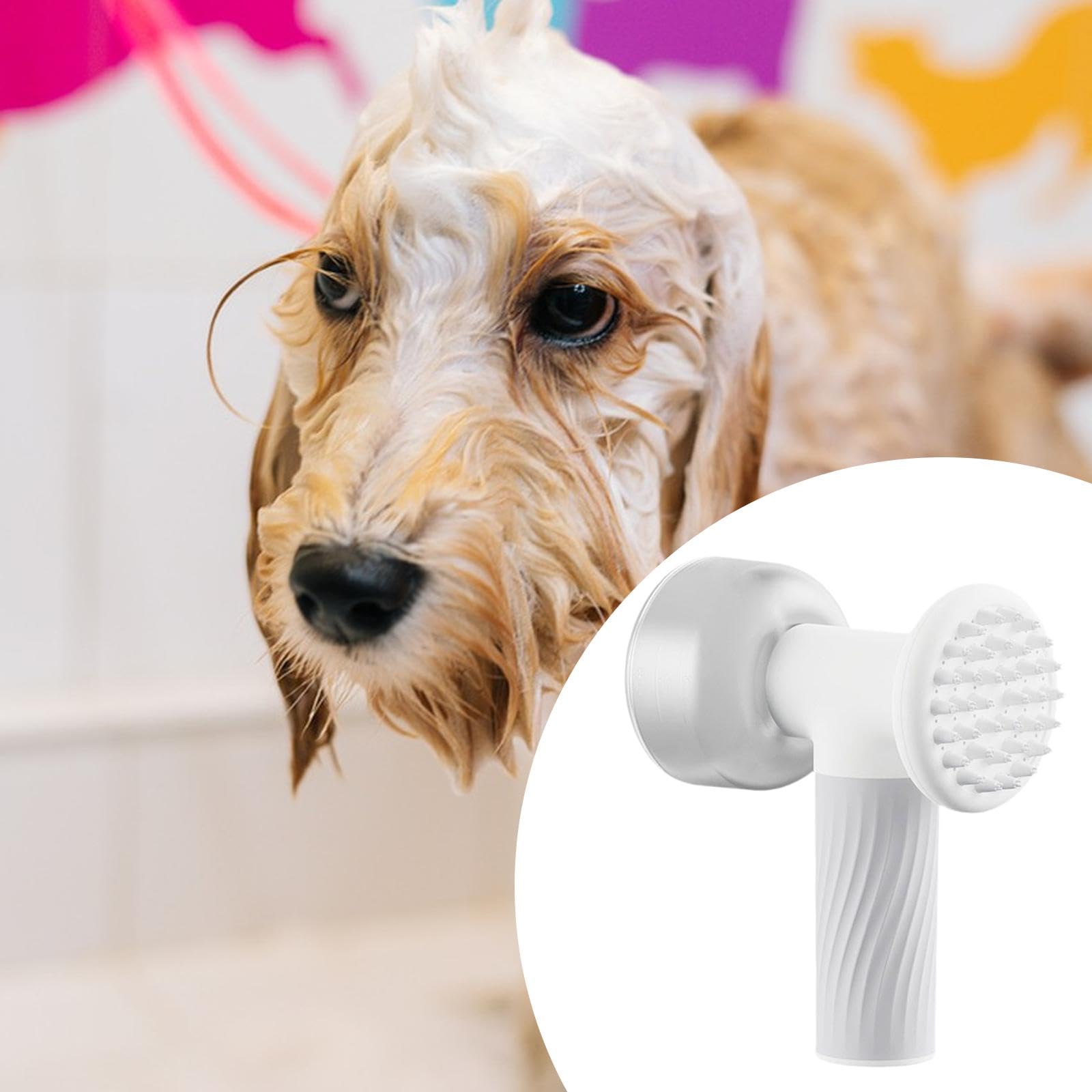 Colcolo Cepillo de baño automático para Perros y Gatos, con Espuma, Resistente al Agua, Ligero y Multifuncional.
