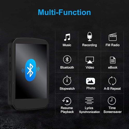 Miniatura 3 de Reproductor de MP3, Hotechs HiFi 16GB reproductor de música con Bluetooth 5.0, con grabadora de vozvideovisor de fotoslibro electrónicoradio FM