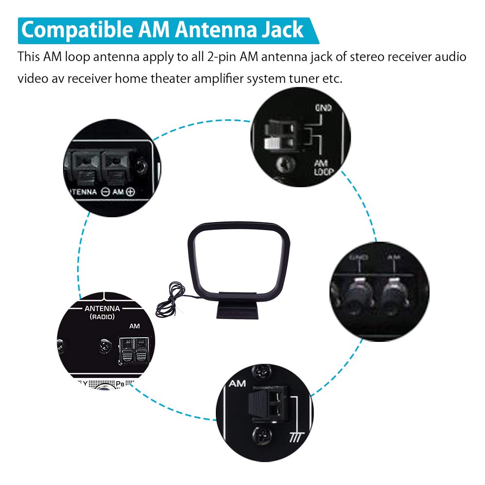 Fancasee AM Loop Antenna 2 Pin Twin Lead Bare Wire Connector Adapter