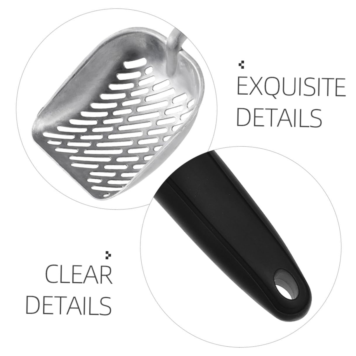 Abaodam 2 pièces Pelle à Litière Chat Alliage Scoop Ergonomique à Larges Trous pour Filtrage Rapide Compatible Toutes Litières Poignée Confortable Antirouille