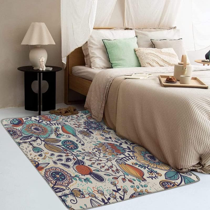 Miniatura 3 de Alfombras lavables para entrada, sala de estar, dormitorio, alfombra floral y decoración del hogar, alfombra bohemia de 2 x 3, antideslizante,