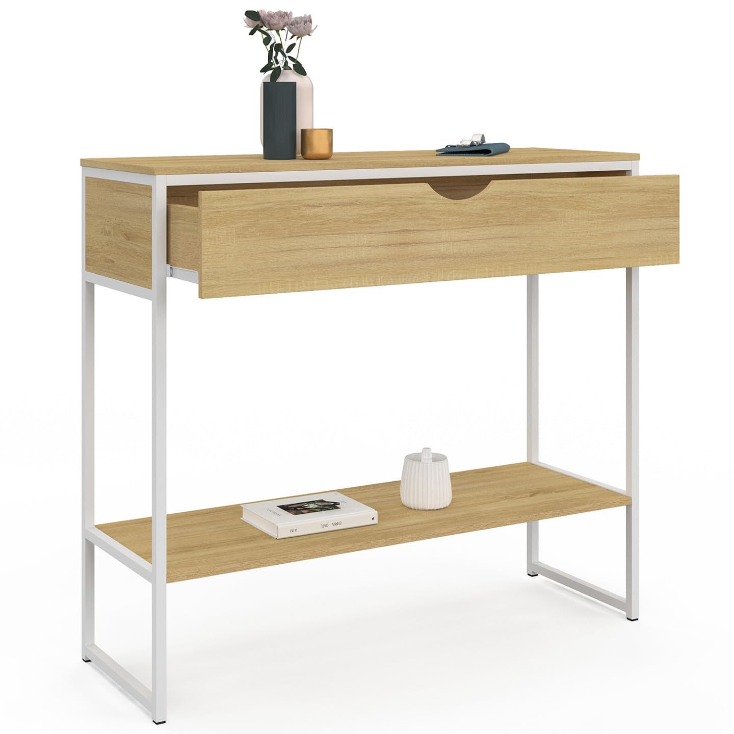 IDMarket - Console Detroit 1 tiroir 1 étagère Design Industriel