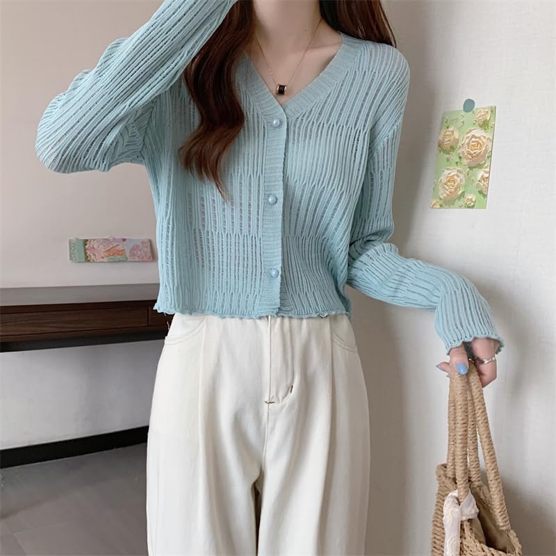 Image of ICW Women's Knitted Ribbed Cardigan Long-Sleeve V-Neck Button-Up Shrug Jacket Top Dn85