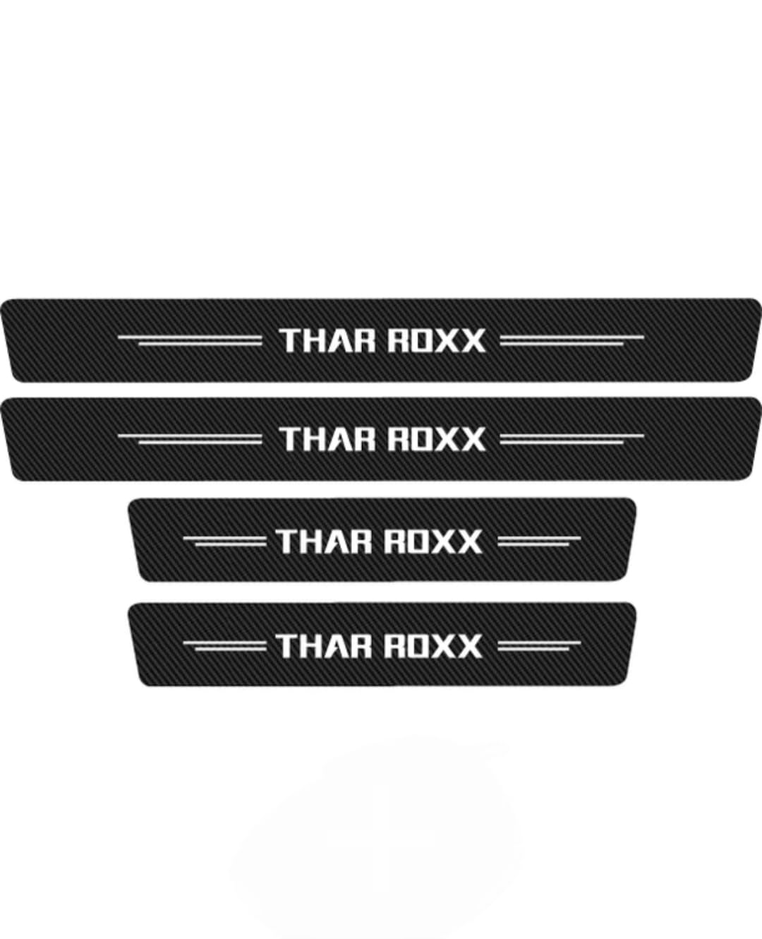 Car Door Sill Protectors for Kylaq 4 Pcs Reflective Carbon Fiber Vinyl Threshold Sticker Decorative Car Door Scuff Plate Anti-Scratch Anti-Dirty Waterproof.