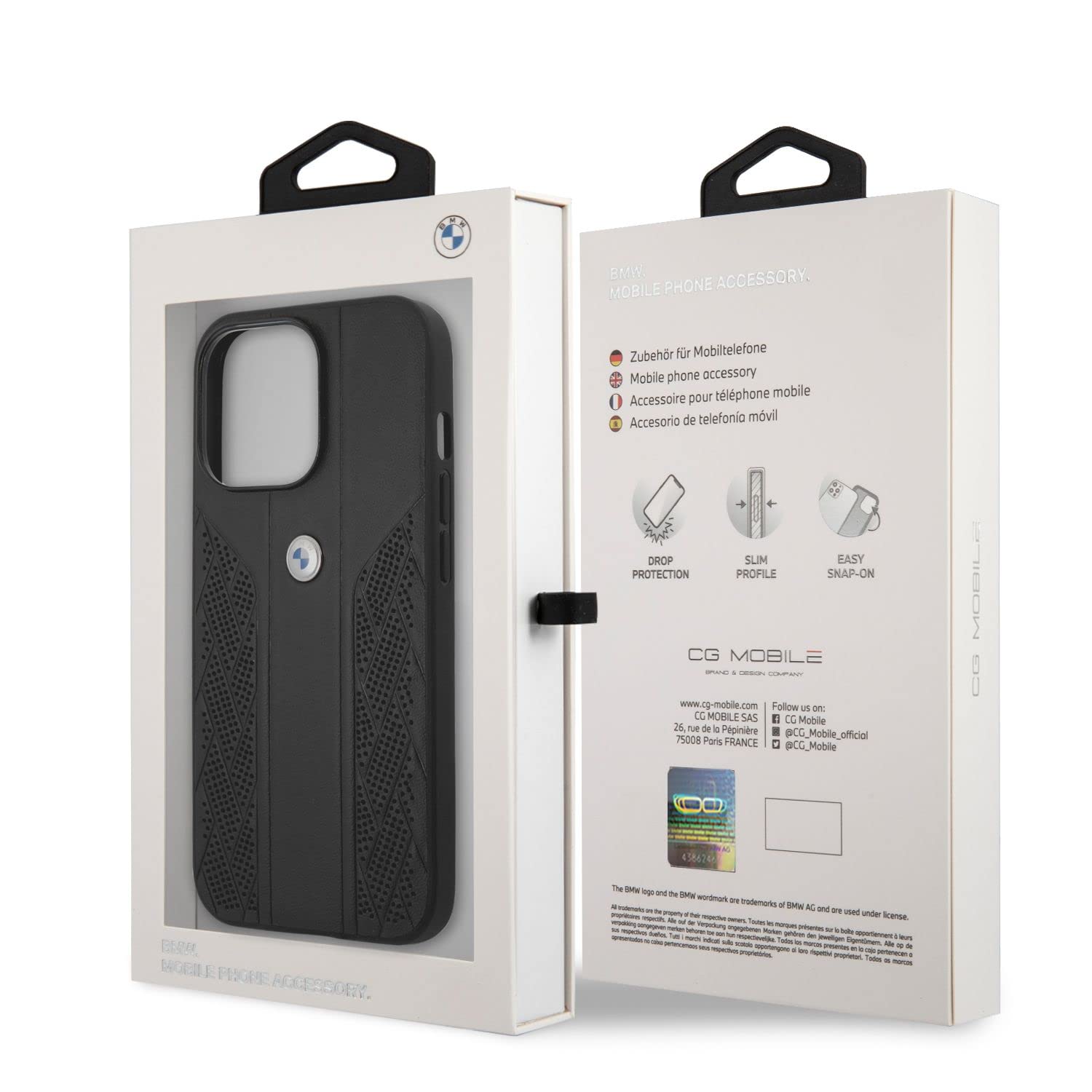 iPhone 13 Pro Max - Pelle Nero Curva Forata Design - BMW
