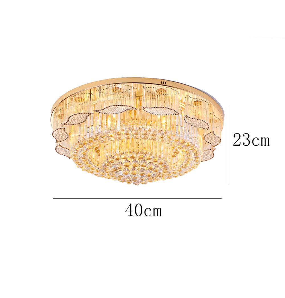 Moderno Concisa Redondo Lámpara De Cristal,Salón Dormitorio Lámparas De Comedor,E14 +LED Estilo Europeo Atmósfera Cristal Lámpara De Techo,Lámpara De Techo Led-Oro electroplacado 40 * 23cm