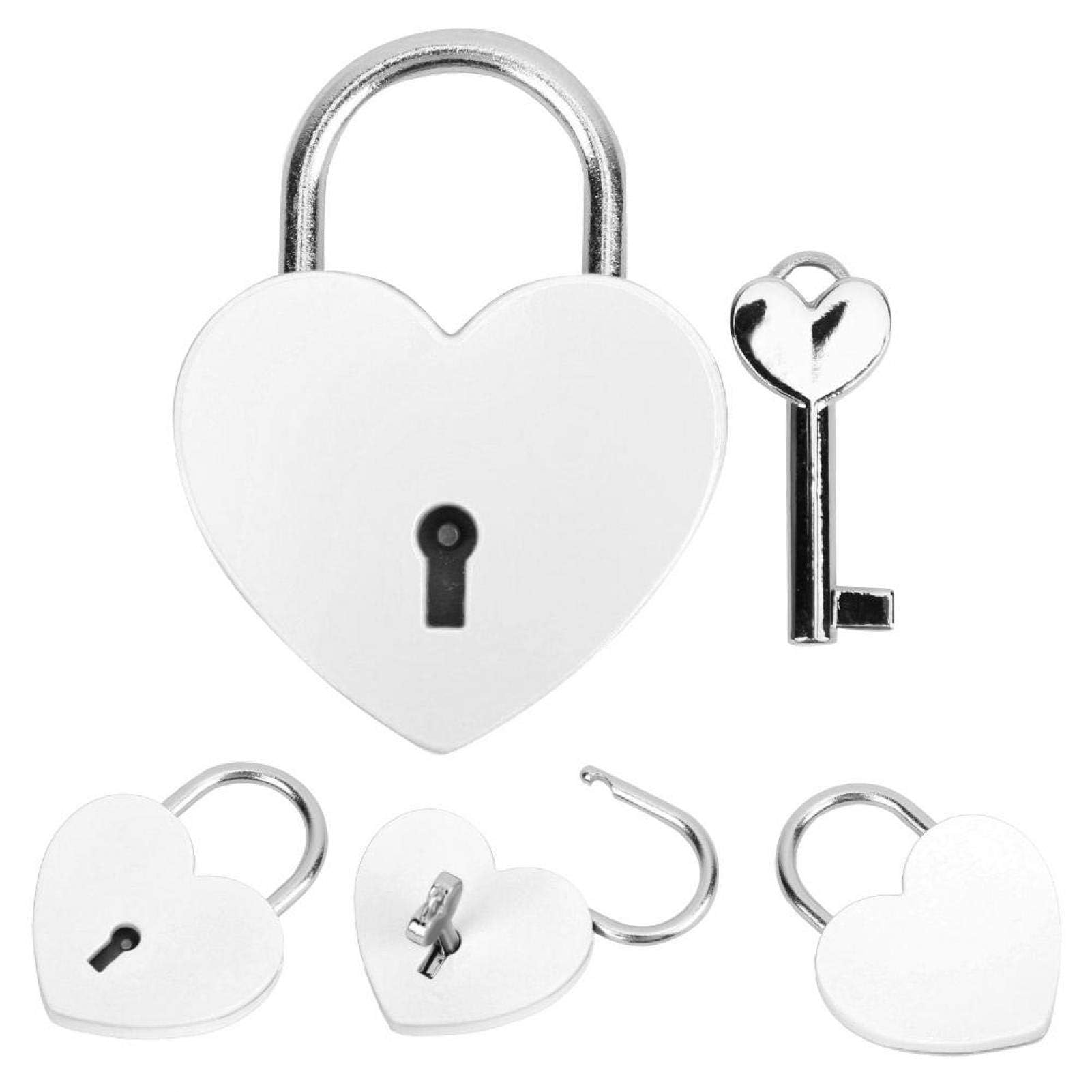 Padlock, Metal Heart Shaped Lock with Key, Metal Lock for Luggage