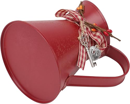 Miniatura 5 de Vaguelly Cubos de flores galvanizadas Jarrón francés rústico pequeño florero cubos de flores de metal floreros Bowknot Flores Jarrón Jarrón de