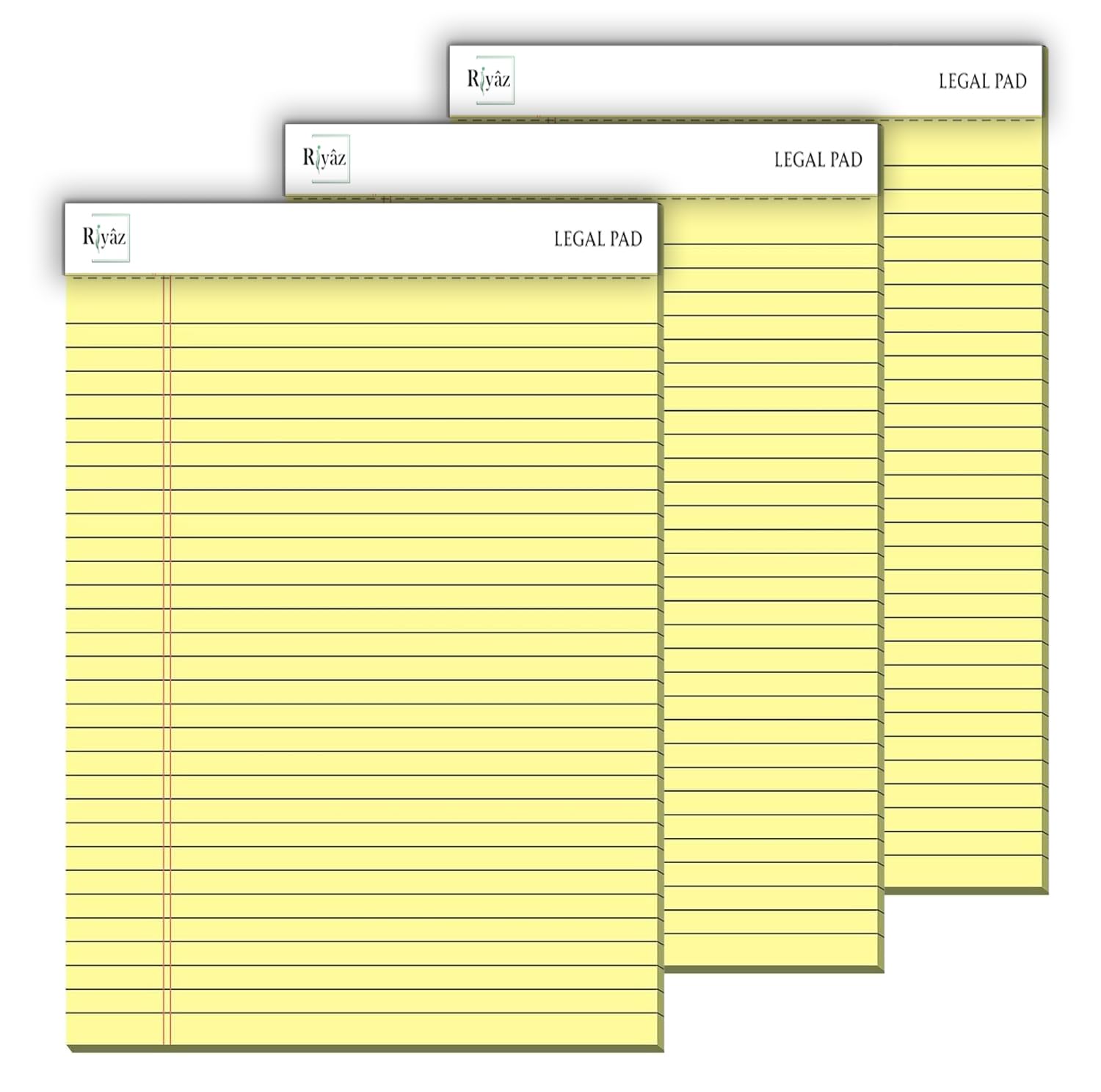 Letter Boyut, 3 adet, Sarı renkli Legal Pad, Notluk, Notepad, Defter, Herbiri 50 Yaprak, Geniş Satır aralığı, okul, iş ve ofis için, Türk Malı