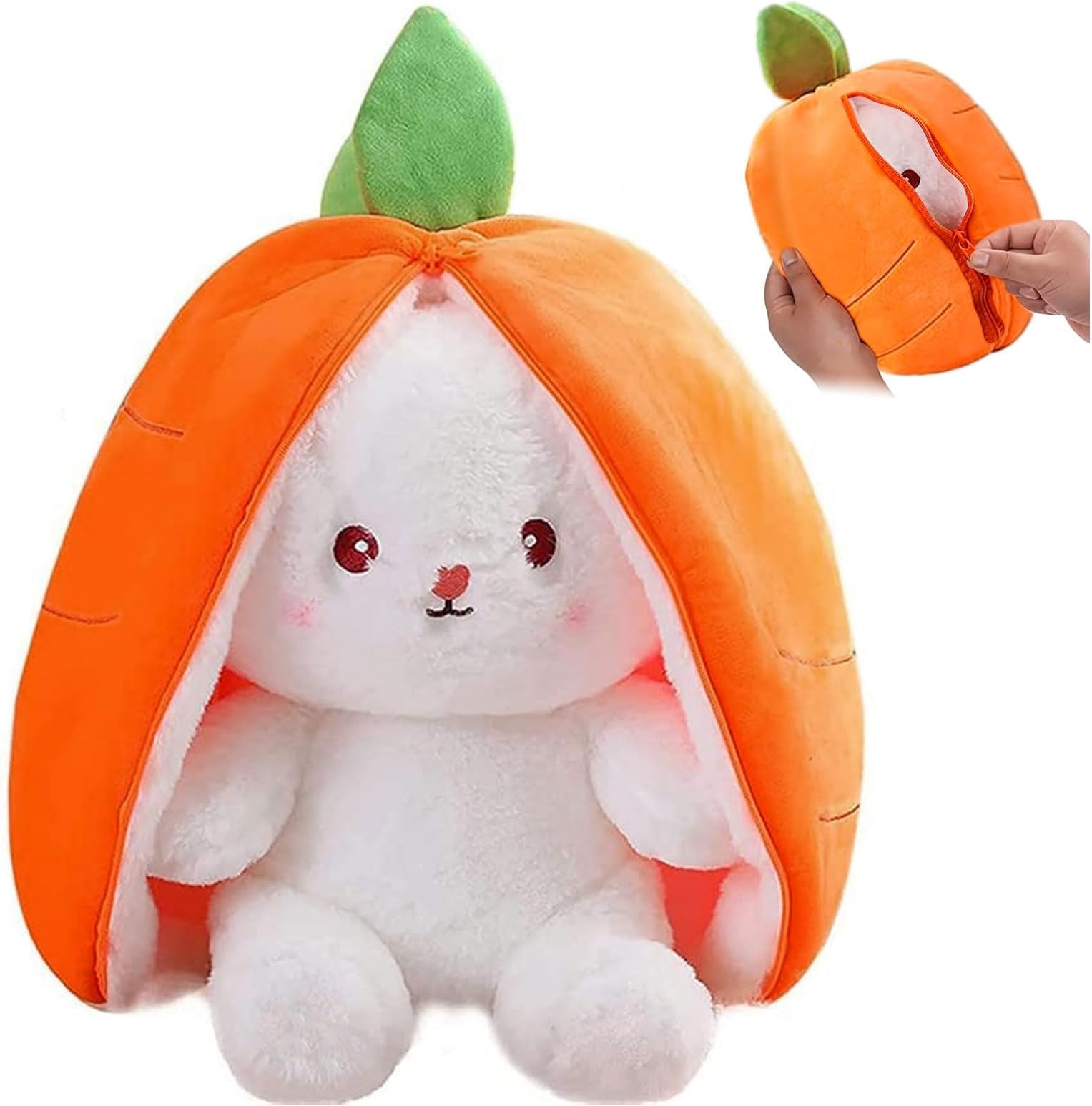 Easter Plush Bunny Toy, Soft Plush Toy 25cm Carrot Strawberry Plushies Doll, Cute Cuddly Stuffed Animals Hide And Seek Rabbit Muppet Toys Birthday Gifts for Kids Boys Girls (yellow)