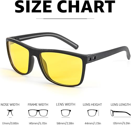 Miniatura 6 de Myiaur Gafas de conducción de visión nocturna para hombre, lentes polarizadas antideslumbrantes amarillas para noche con protección UV400