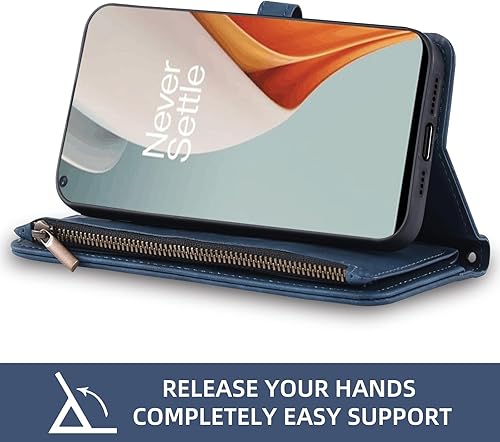 Miniatura 4 de Asuwish Funda para teléfono OnePlus Nord N100 con protector de pantalla, correa cruzada para la muñeca, diseño de cremallera, tarjetero de crédito,