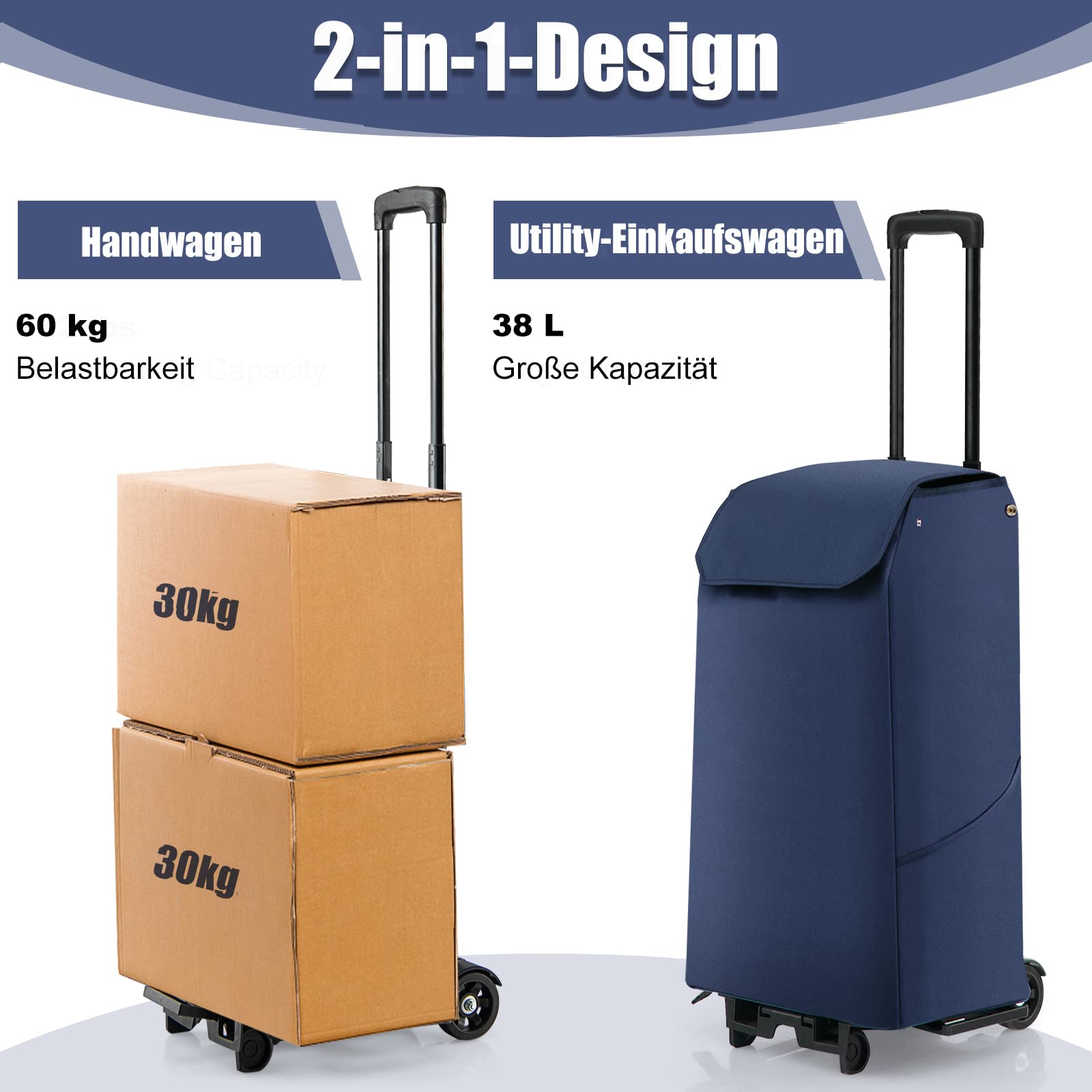 GOPLUS Opvouwbare winkelwagen, multifunctionele wagen tot 40 kg belastbaar, boodschappentrolley met wielen en 2 manden, ideaal voor wasgoed, boeken, bagage (zonder afneembare draagtas, zwart GOPLUS Opvouwbare winkelwagen, multifunctionele wagen tot 40 kg belastbaar, boodschappentrolley met wielen en 2 manden, ideaal voor wasgoed, boeken, bagage (zonder afneembare draagtas, zwart