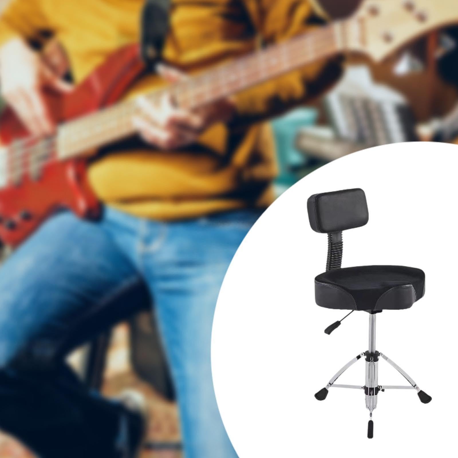 Asiento de batería portátil acolchado con patas antideslizantes, cómodo y resistente taburete hidráulico para bateristas adultos. Asiento acolchado portátil con patas antideslizantes.