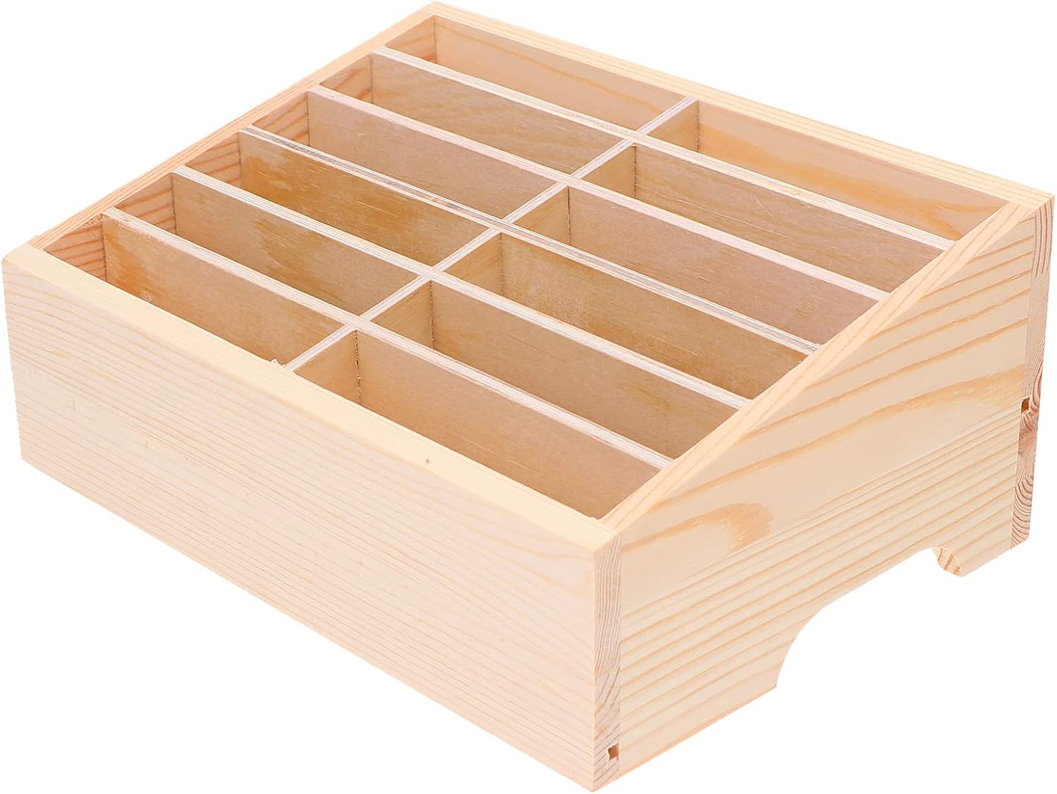 SEWACC 12- Grid Wooden Cell Phone Holder Mobile Phone Desktop Organizer Storage Box for School Classroom Office