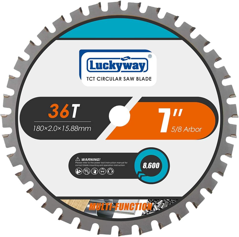 7 Inch Circular Saw Blade 36T with 5/8 Inch Arbor General Purpose Carbide Saw Blade for Cutting Wood, Aluminum and Non-Ferrous Metals