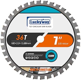 Luckyway 7 Inch Circular Saw Blade 36T with 5/8 Inch Arbor General Purpose Carbide Saw Blade for Cutting Wood, Aluminum and Non-Ferrous Metals