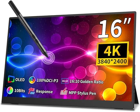 4K OLED Touchscreen Portable Monitor 16 inch (PI-X9) with Stylus Support