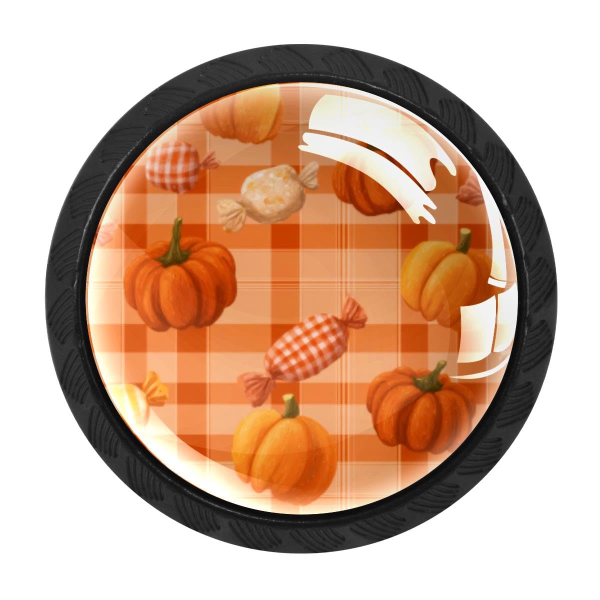 HEOEH 4 PCS Cabinet Knobs, Pumpkins Candy Drawer Knobs Dresser Handles