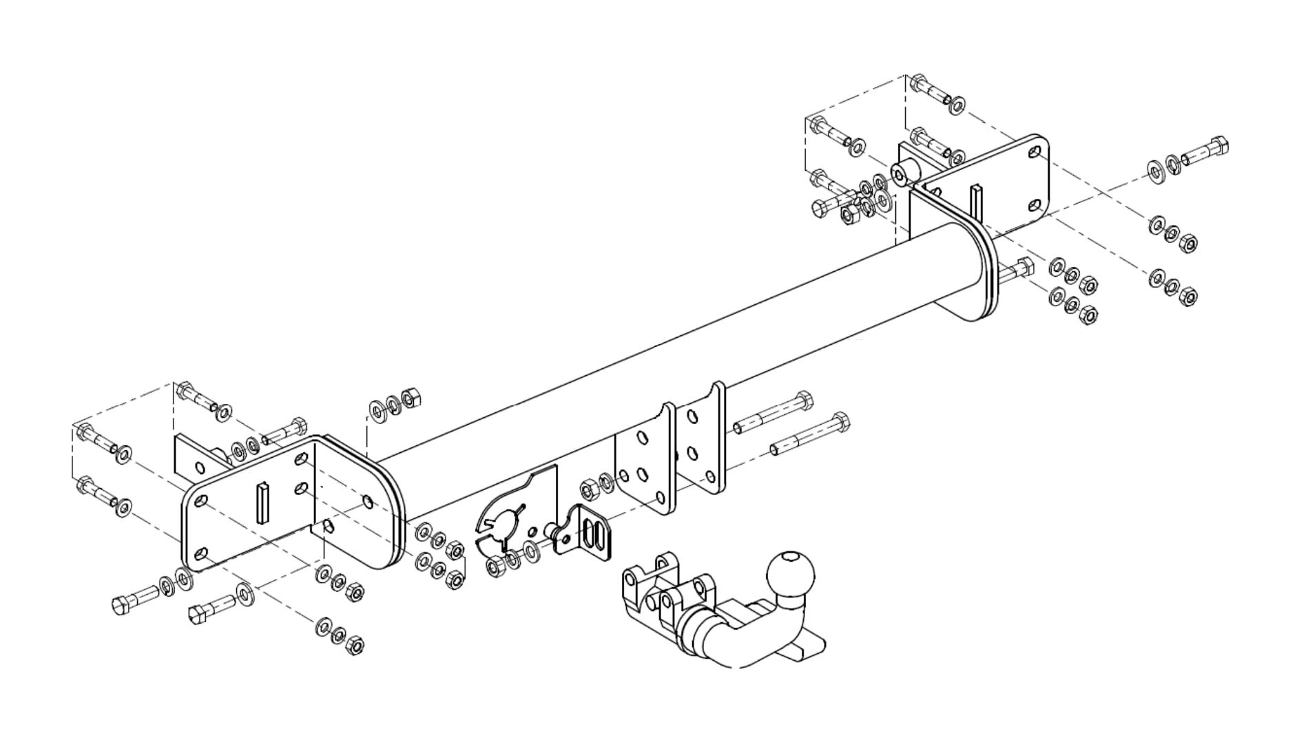 Hook Kompletny hak holowniczy wypinany poziomo kompatybilny z Mercedes-Benz Klasa C W205 Sedan 04.2014-2021 + uniwersalna wiązka elektryczna 13-PIN