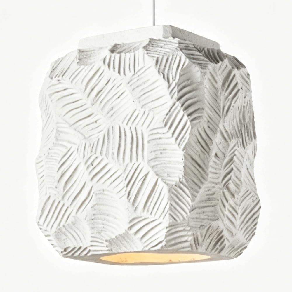 ESIYUVO Hotel Creative Hanging Lamp Wabi Sabi Pendant Light White Hand Carved Hanging Lamp High Density Polystyrene Chandelier Lighting Fixture for Dining Room Bedside Hallway Guesthouse Hotel