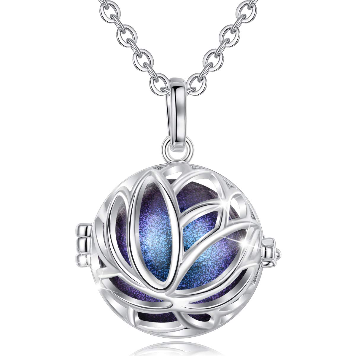AEONSLOVEPregnancy Necklace Lotus Long Harmony Ball Pendant Necklaces Chime Ball Music Wishing Jewelry Pregnancy Gifts for Women Maternity Mum