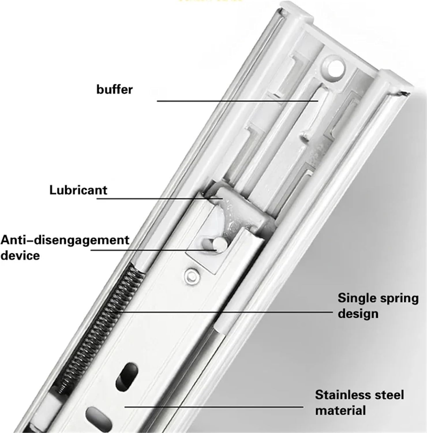 Drawer Slides 1 Pairs Stainless Steel Drawer Runners, Soft Close Slides, Furniture Rails(10 inch (25cm))