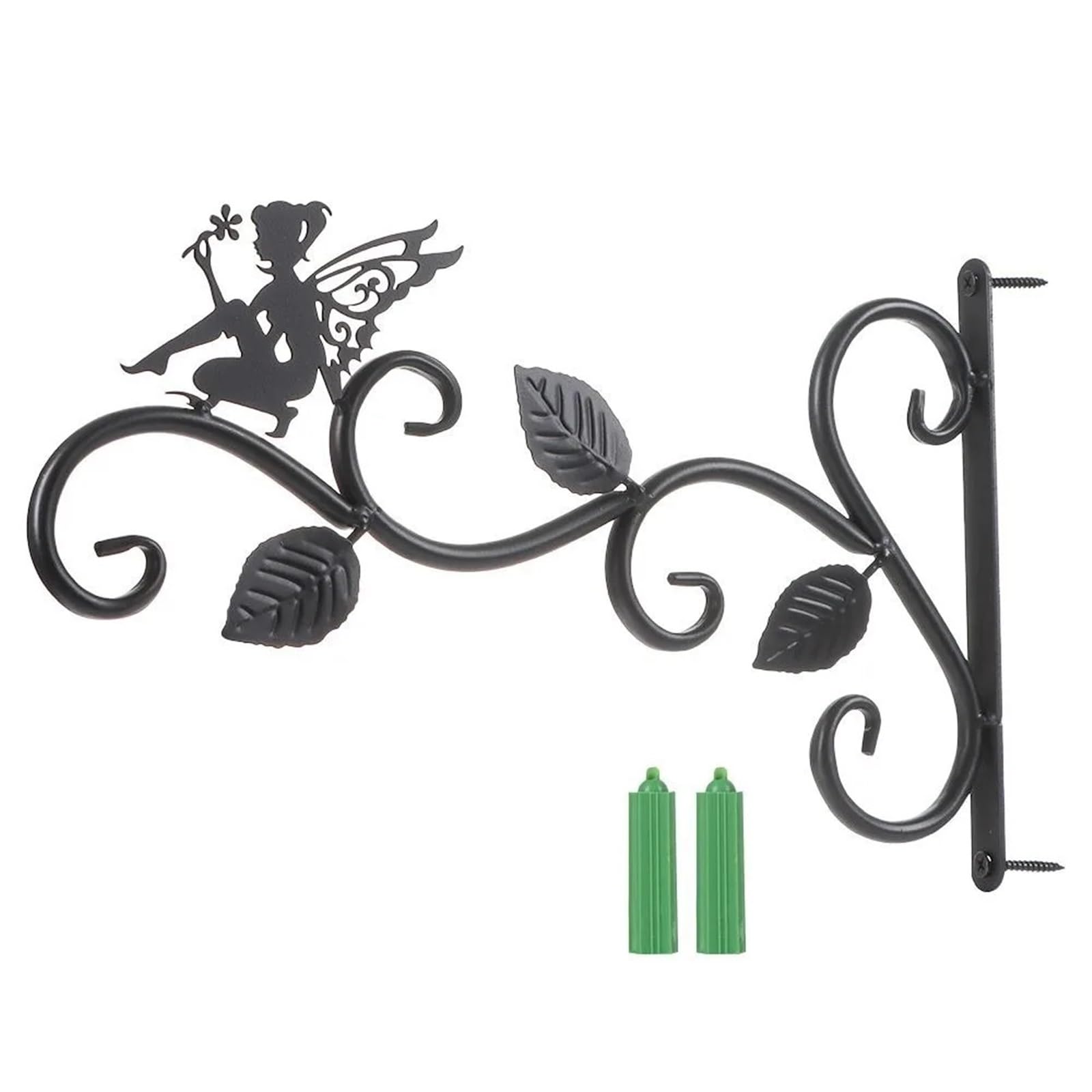 RGOEMHJ Black Hanging Flower Basket Brackets Iron Pattern Wall Mounted Plant Hanger Indoor Outdoor Garden Backyard for Planter Flower(Color 5)