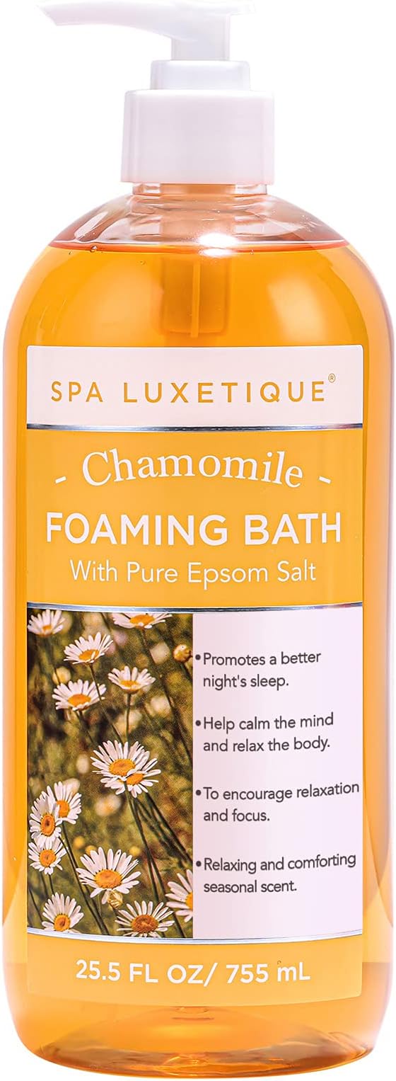 Bubble Bath, Spa Luxetique Foaming Bath with Pure Epsom Salt, Christmas Gifts for Women, 25.5 FL Oz, Comfort & Relax Chamomile Scent, Moisturizing and Relaxing Spa Gifts for Women for Mother's Day