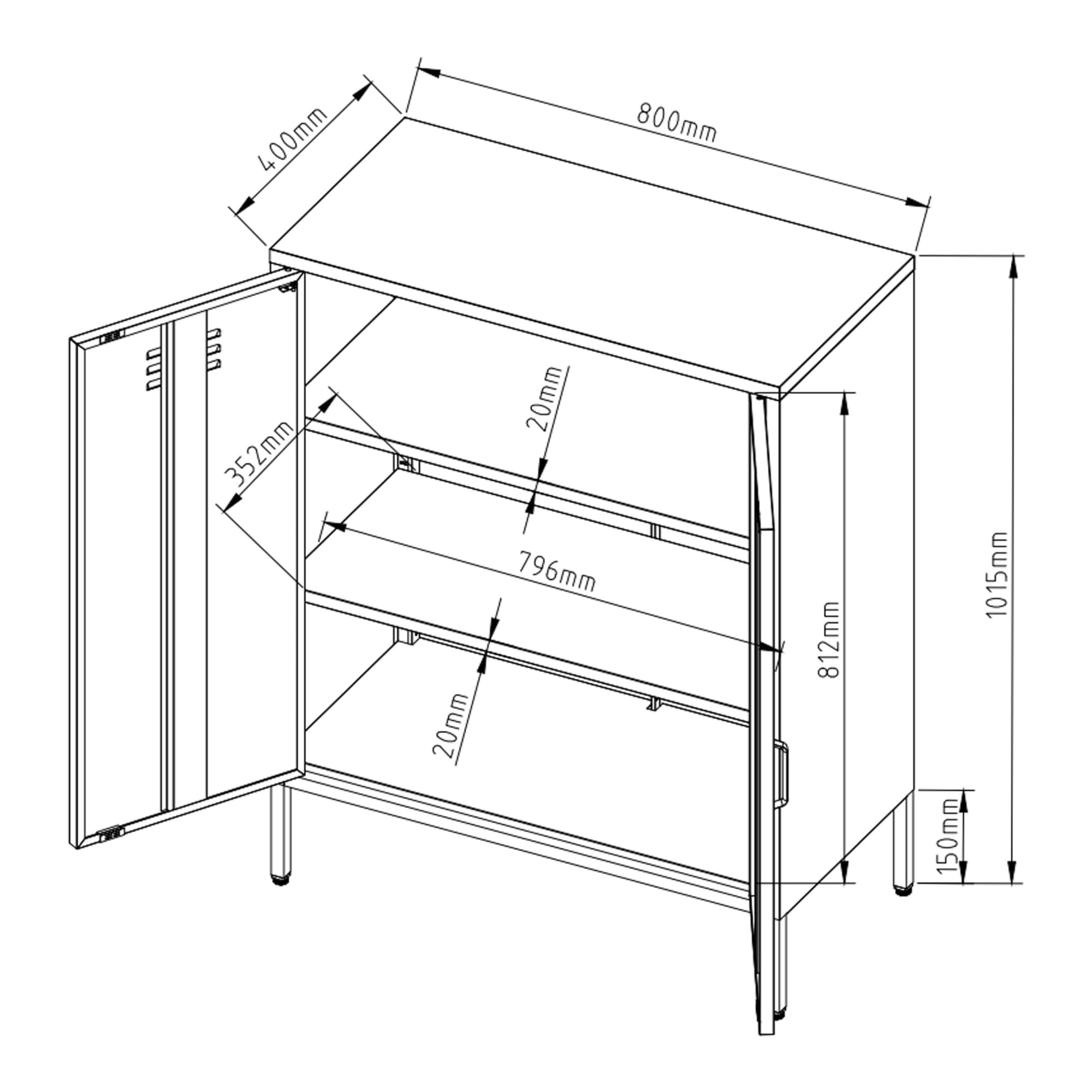 [en.casa] Aktenschrank Pyhäranta Metallschrank mit 2 Türen Büroschrank 102 x 80 x 40 cm Mehrzweckschrank Stahl Schwarz matt