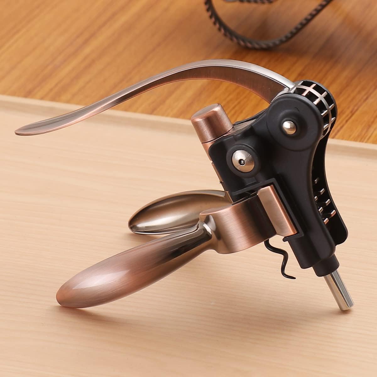 ORZRabbit Corkscrew Wine Opener, Easy Lever Corkscrew with No-Stick Worm, Lever Cork Wine Opener (Bronze)