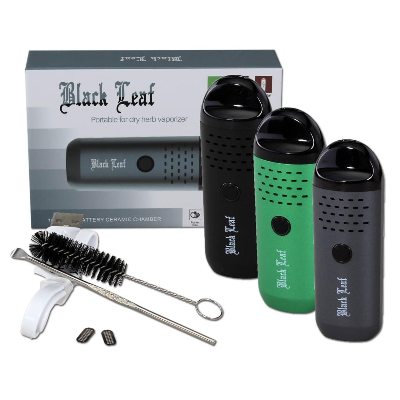 Black Leaf | Mini-Vaporizer für Kräuter | schwarz | 90x31x22mm | Konvektion + Keramikheizkammer | Verdampfer für Kräuter