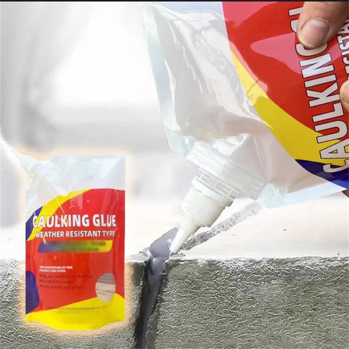 Scellant de réparation imperméable pour fissures de béton, adhésif imperméable pour réparation de fissures 500g, ciment liquide pour remplissage de fissures et de trous gris (1 pièces)