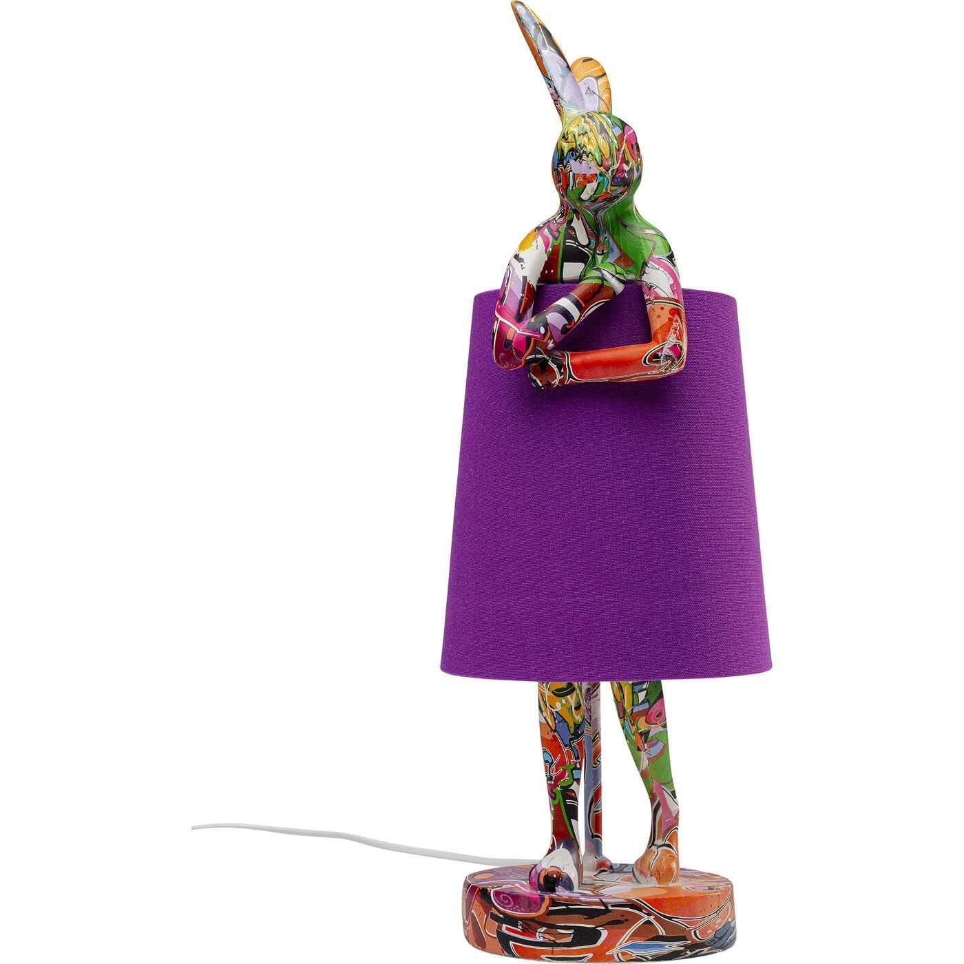 Kare Design Tischleuchte Animal Rabbit, Graffiti/Lila, Modern, Hasenleuchte, Tischlampe, Schlafzimmerlampe, Tiermotiv, kein Leuchtmittel enthalten, 50x17x20 cm (H/B/T)