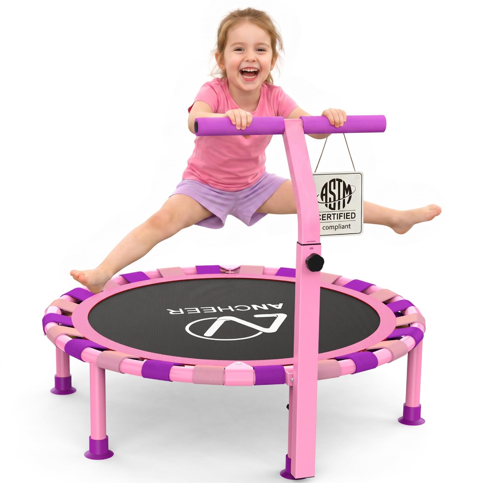 ANCHEER 38'' Kids Trampoline, Foldable Toddler Mini Trampoline with Handle