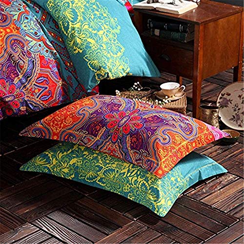 Abreeze 3Pcs Bohemia Retro Bedding Ethnic Vintage Floral Duvet Cover Boho Bedding 100% Brushed Cotton Bedding Sets Damask Paisley Coloful Mandala Down Comforter Cover,Twin #TOP3