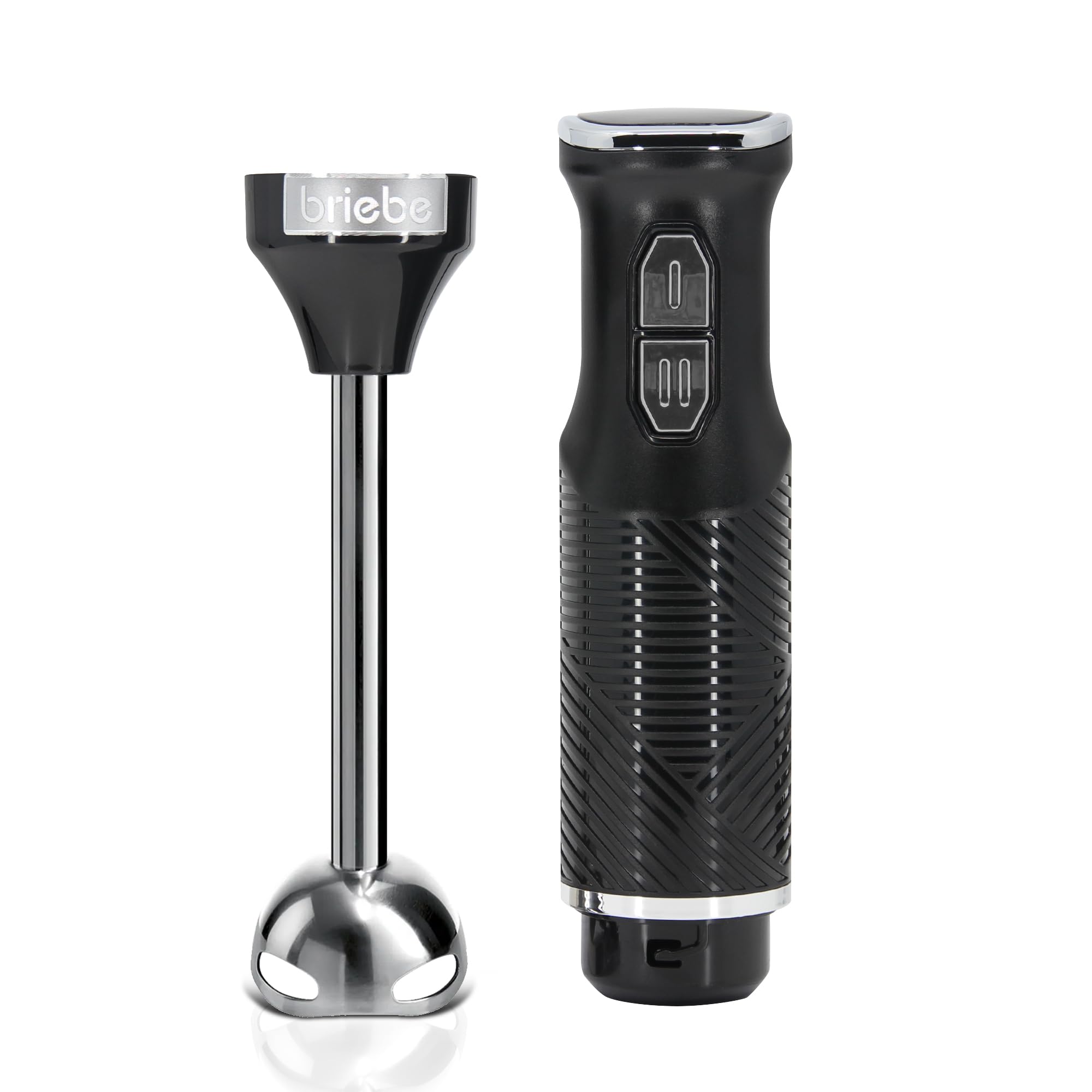briebe Elegance Set Batidora de Mano 600W, 2 Velocidades Pie Desmontable Acero Inoxidable + Batidora de Varillas Eléctrica 400W, Amasadora de Mano Especial Repostería 5 Velocidades + Turbo (Negro)