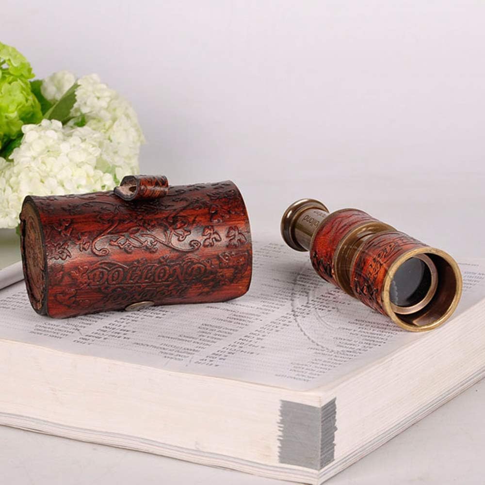 Telescope Retro Tele Monocular Retro Decorative Ornaments Pure Copper Telescopic Portable Tele Ornaments Suitable for High-End Gift Gifts Home Study Decorations Binoculars