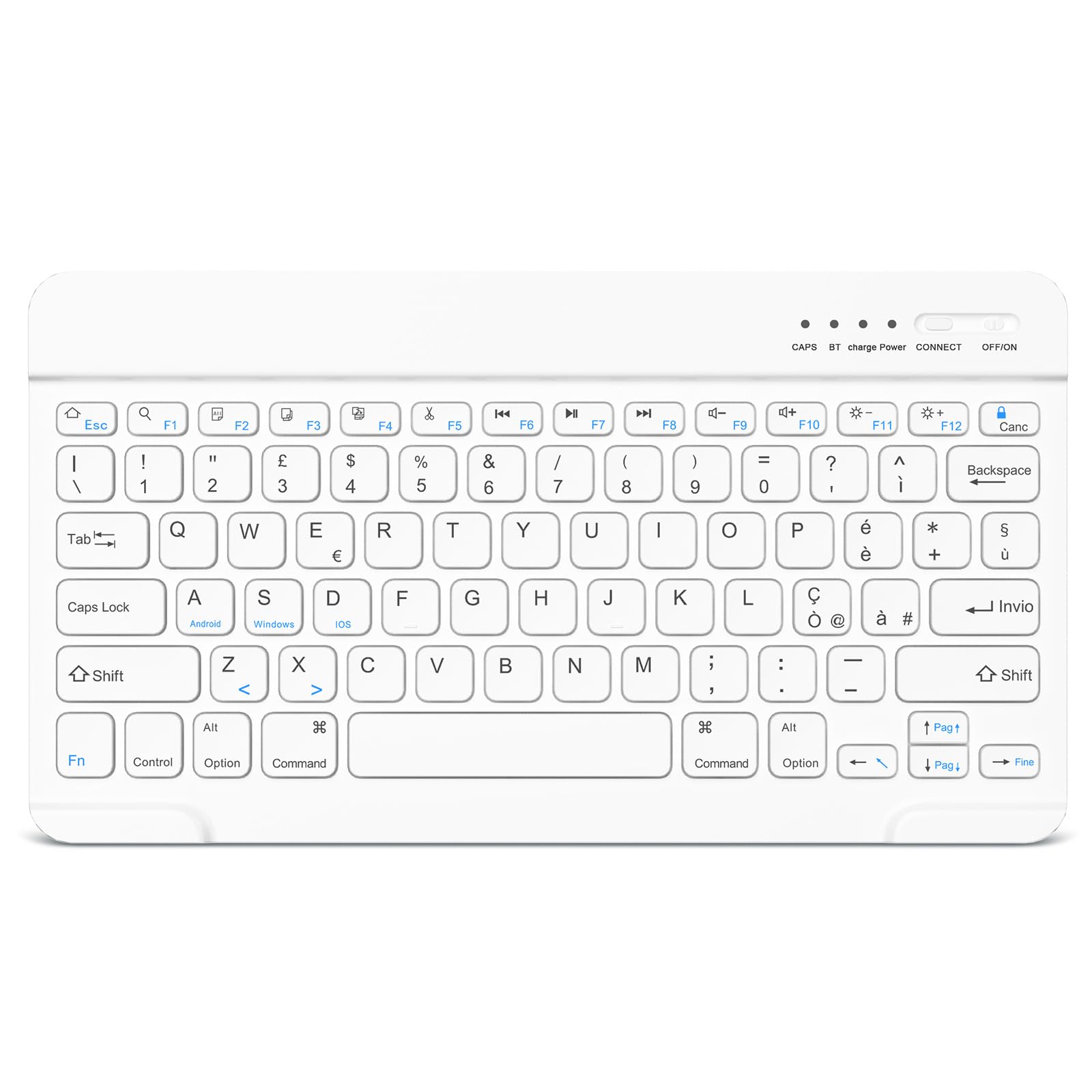 HZD Tastiera Wireless Bluetooth, Rechargeable Tastiera Universale Ultra Sottile per Tablet, per Tablet Samsung/IOS/Android/Windows/Telefoni, Layout Italiano QWERTY Piccola