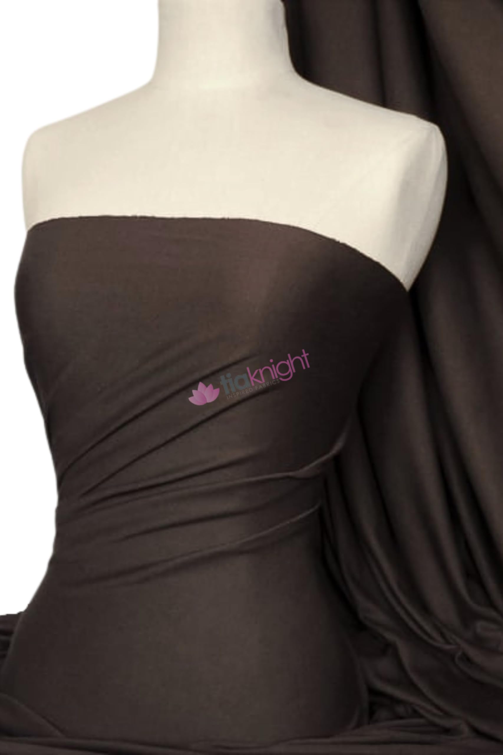 Tia Knight Inspired Fabrics Brown Soft Fine 1X1 Rib 100% Cotton Knit Jersey Fabric | Soft T-Shirt Material | Over 50 Colours | Oeko-Tex Certified | Same Day Dispatch | By Tia Knight (Q61) (Brown)