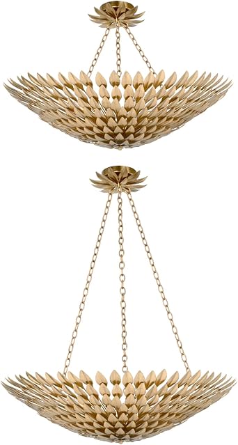 Crystorama Broche 8 Light Antique Gold Semi Flush Mount