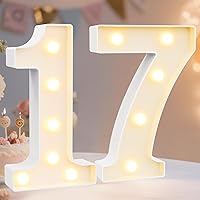 Vista 33 de Pooqla Letras y Números Decorativos con Luces LED, Letras y Números de Neón de Plástico Blanco para Decoración de Fiestas, Bodas, Funciona