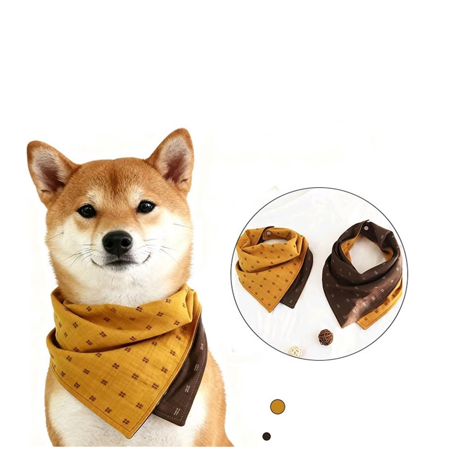 Dreieckiges Hundehalstuch, vielseitiges Haustier-Halstuch, Lätzchen und Schal für Katzen, trendiges Karomuster, modisches Accessoire für kleine und mittelgroße Rassen (Kurkuma, zweifarbig, XL)