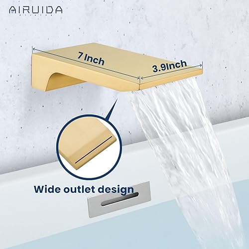 Miniatura 3 de Airuida Grifo de bañera de montaje en pared con boquilla de cascada, grifo de bañera montado en la pared con ducha de mano de una sola manija, juego