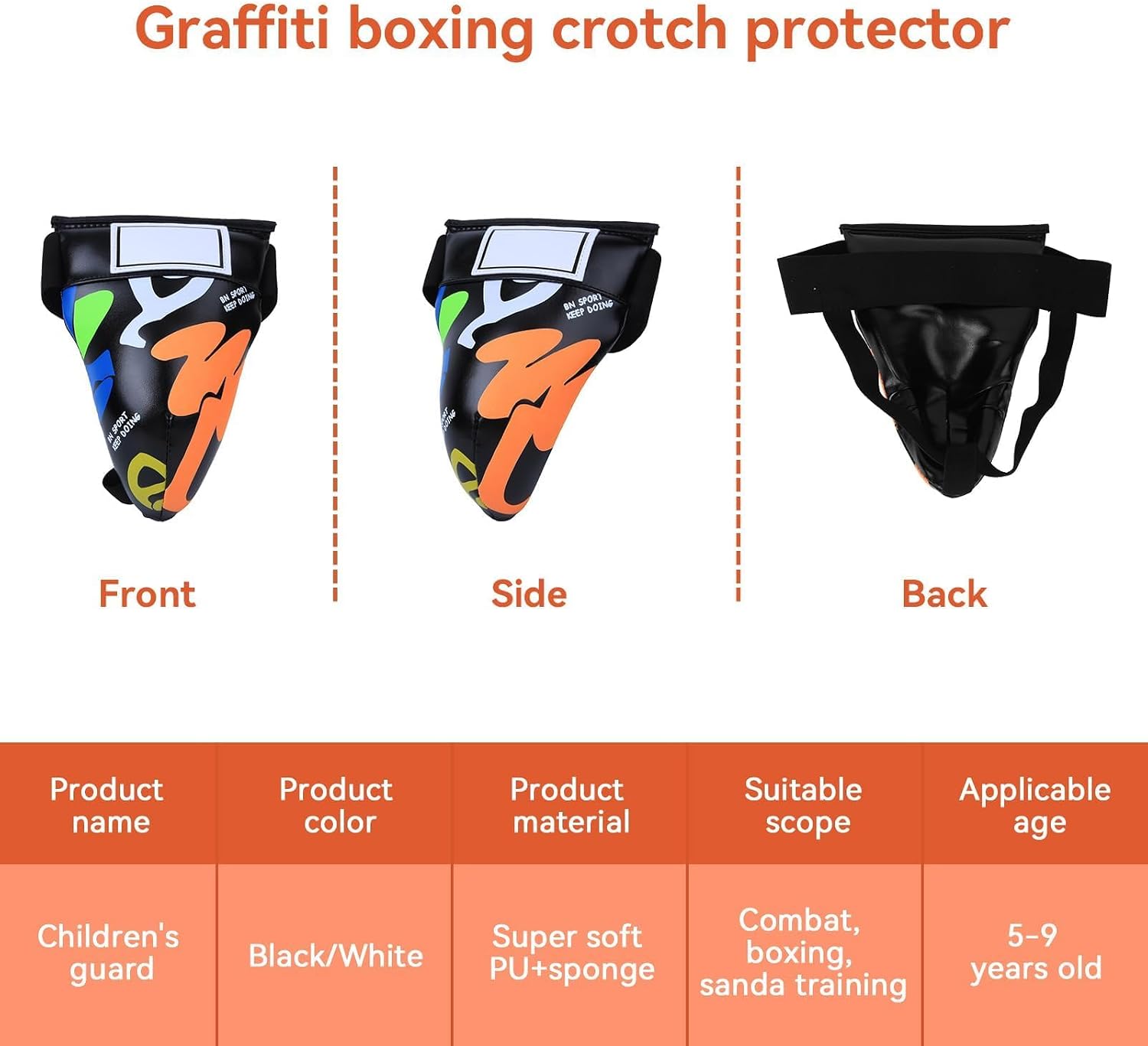 HERCHR Children Groin Guard, Boxing Kickboxing MMA Muay Thai Sparring Groin Guard Protective Gear for Sanda Taekwondo Training