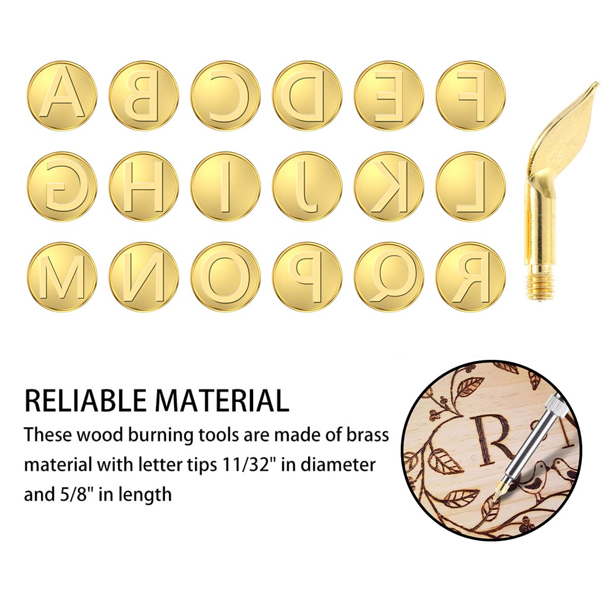 56Pcs Wood Burning Tip Set, Letter Wood Burning Tool, Including Alphabet Number Symbol & Brass Alphabet Number Template, Letter Wood Burning Kit for DIY Embossing and Carving Crafts