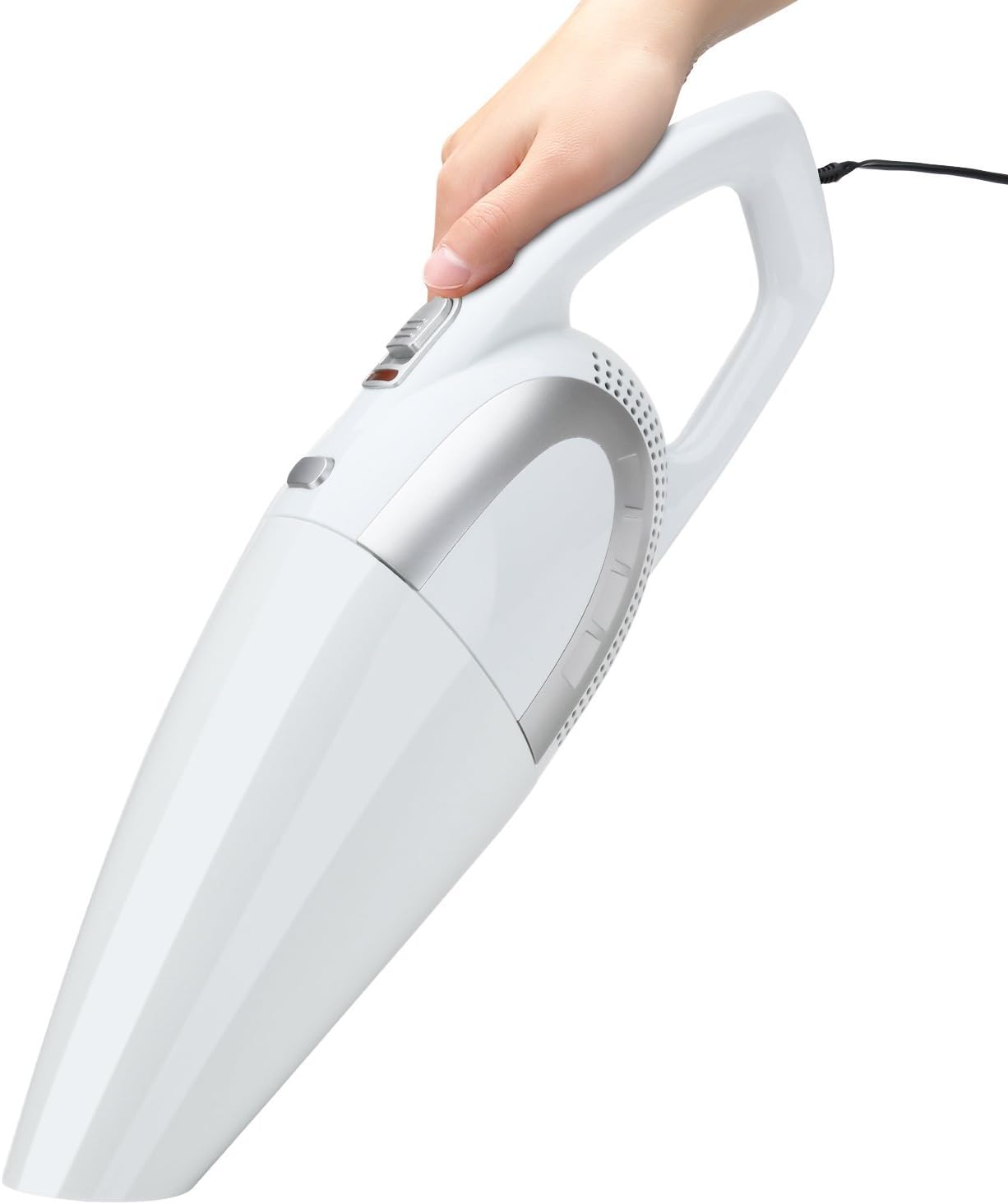 CVac007 Car Vacuum Cleaner, Portable Handheld Auto Vacuum Cleaner with Ultra Strong Suction Wet and Dry, Lightweight with 14.8' (4.5M) Power Cord, DC 12V, White